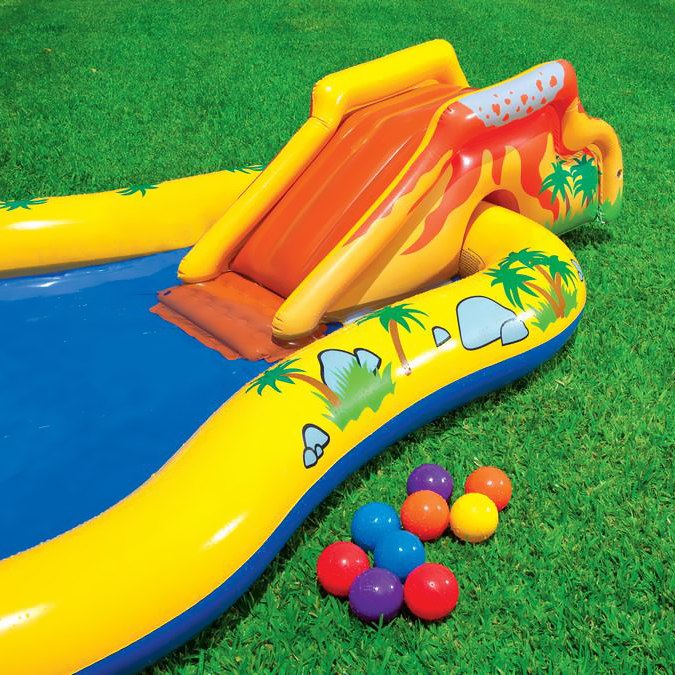 Inflatable Playground Dinosaurs with Pool and Slide INTEX Volume 272 l