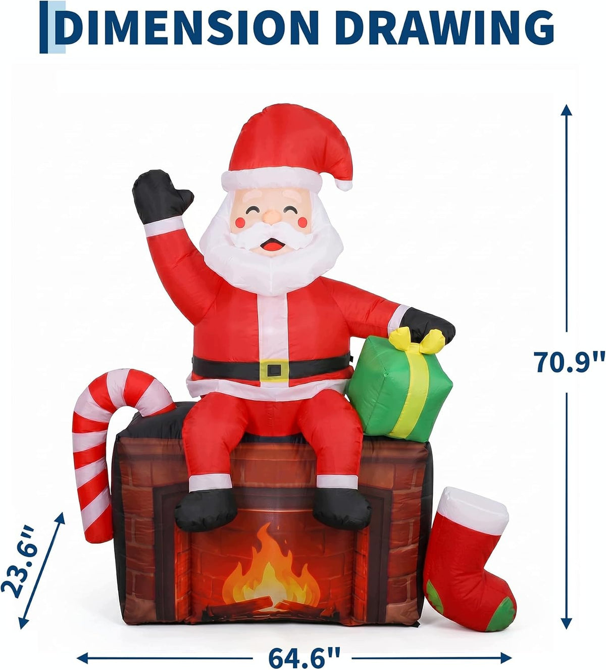 Inflatable Santa Claus 180cm LED Decoration Christmas Garden House Terrace Manufacturer code VerveCraft
