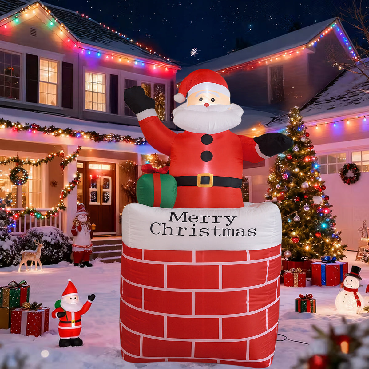 Inflatable Santa Claus in LED Chimney GLOWING Large Self Inflating Outdoor 150cm EAN (GTIN) 8901588947812
