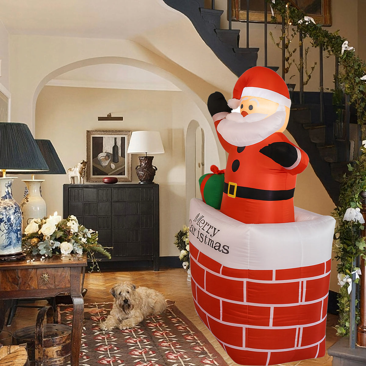 Inflatable Santa Claus in LED Chimney GLOWING Large Self Inflating Outdoor 150cm Manufacturer code EIRO8T73