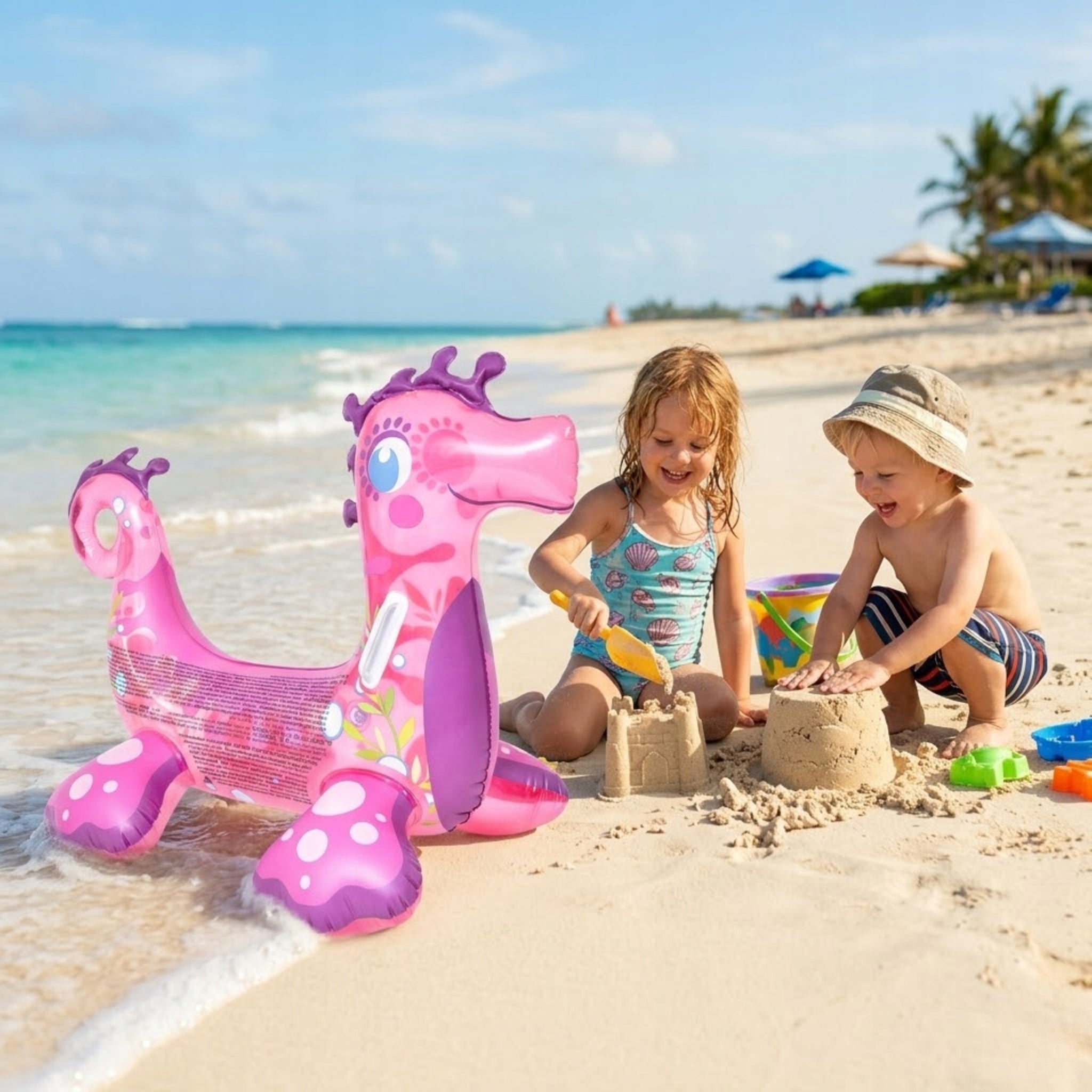 Inflatable Seahorse Large Pontoon Toy 119CM JILONG Packaging status original