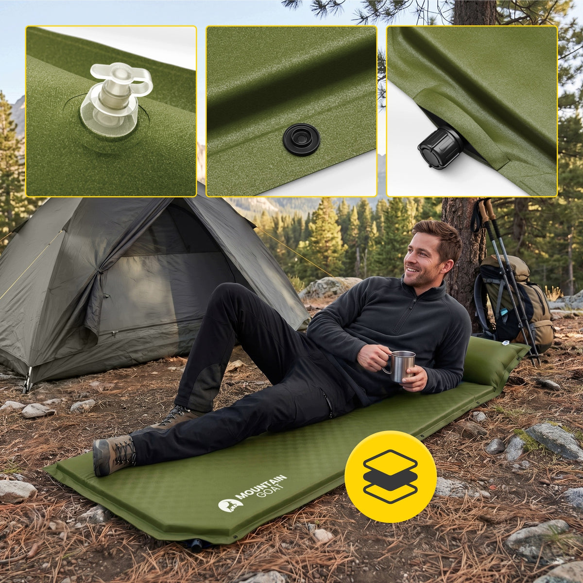Inflatable Sleeping Mattress Self-inflating Mat 188x65cm Single Lightweight Packaging status original