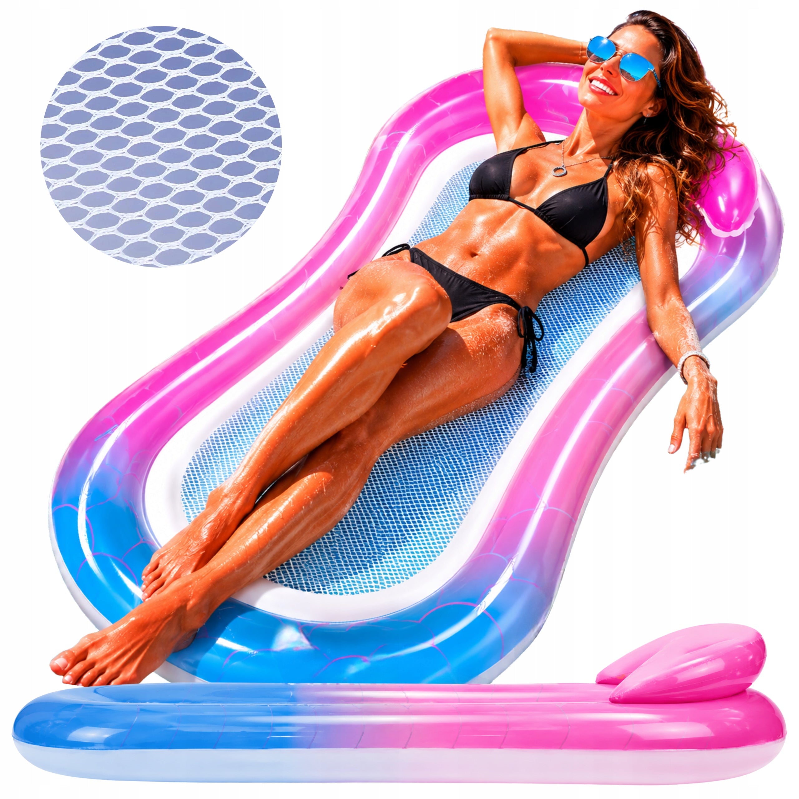 Inflatable Swimming Mattress with Mesh WATER HAMMOCK Pool Chair Water Beach