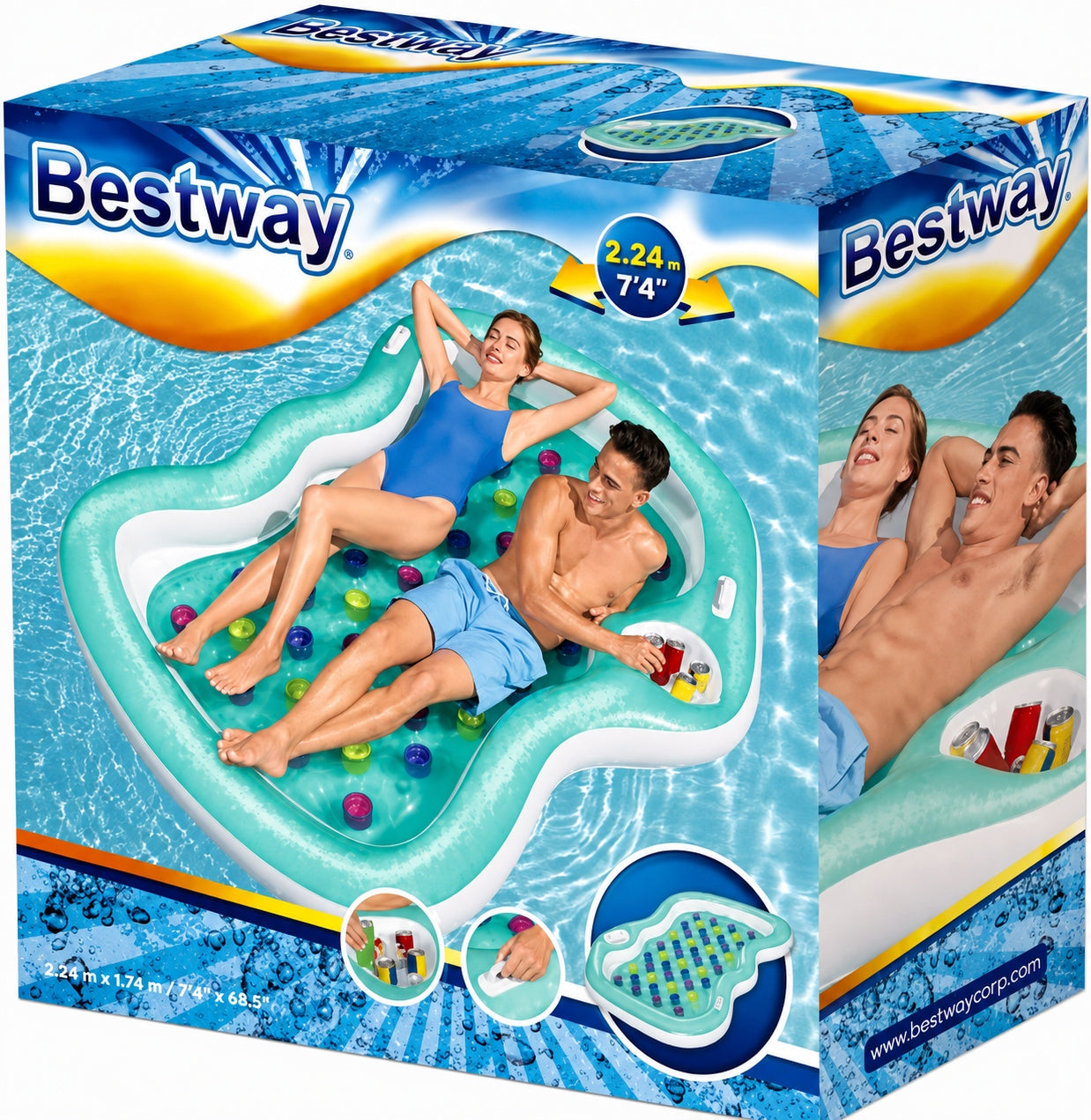 Inflatable mattress for swimming water beach double 224x174cm Bestway Manufacturer code 43045