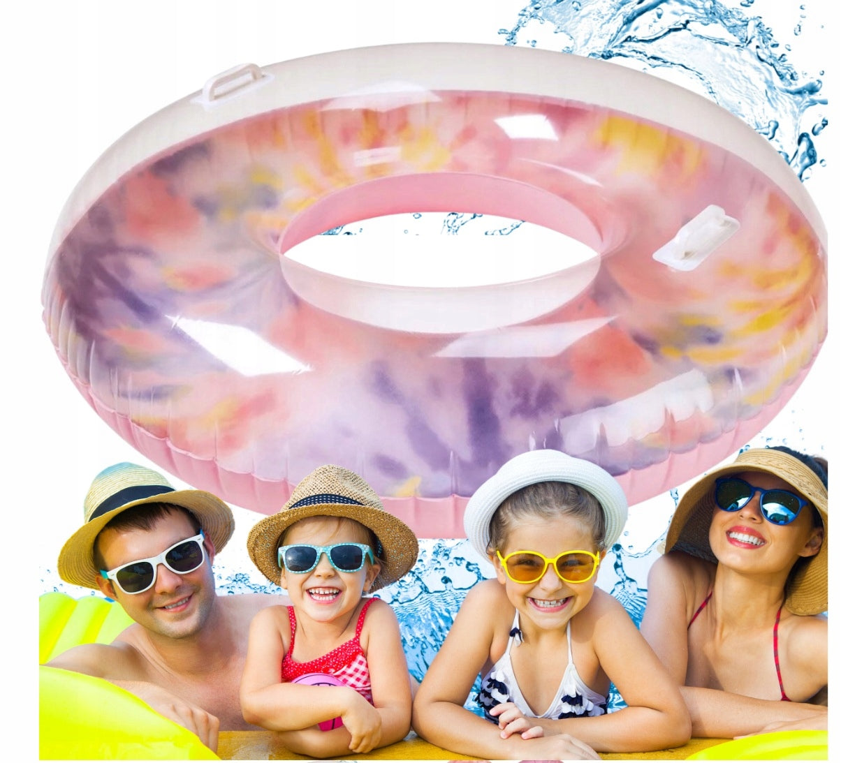 Inflatable swimming wheel 110 cm with handles + repair patches