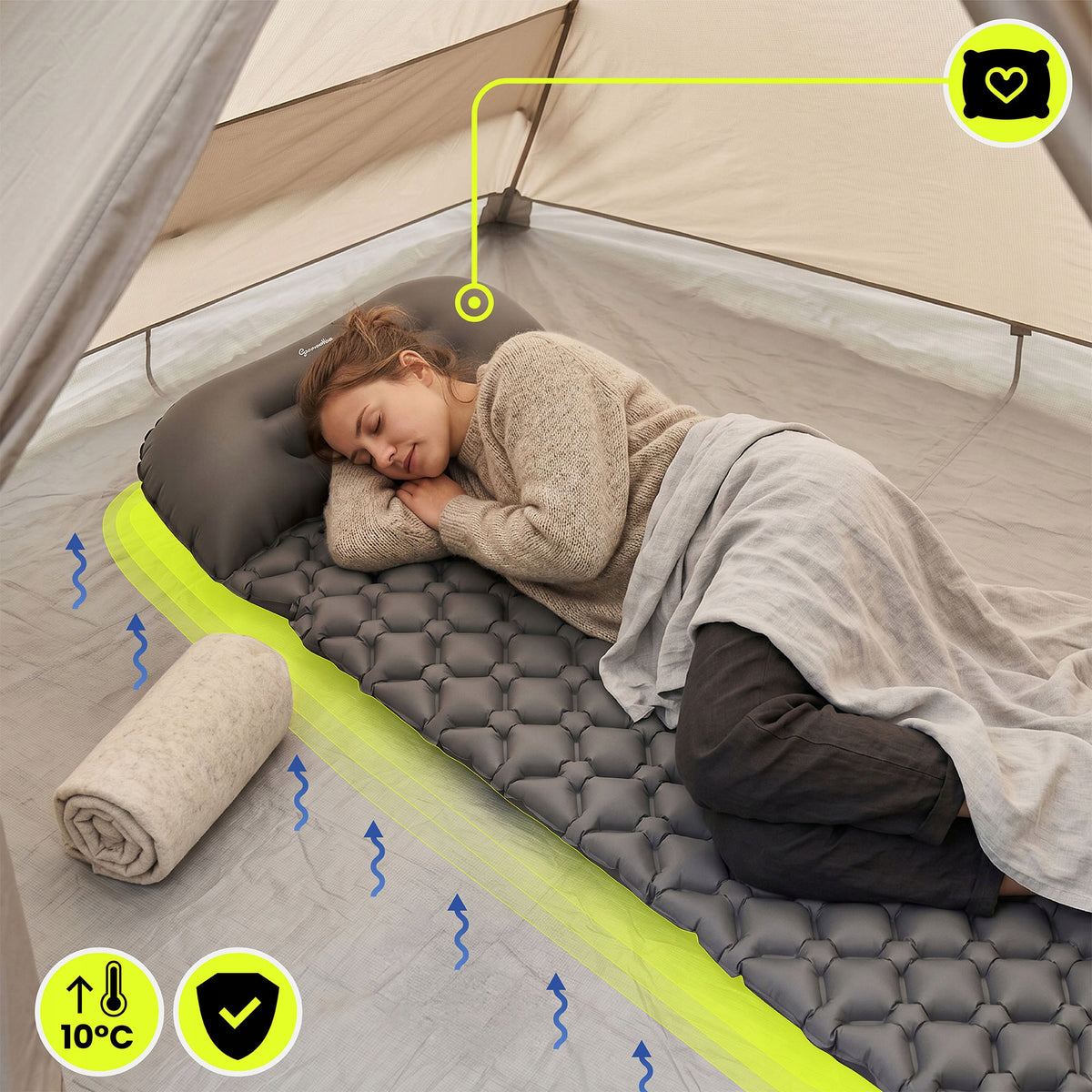 Inflatable trekking mattress 190x56 cm ultralight HyperMotion grey Manufacturer code HYP126 CAMPMAT GREY