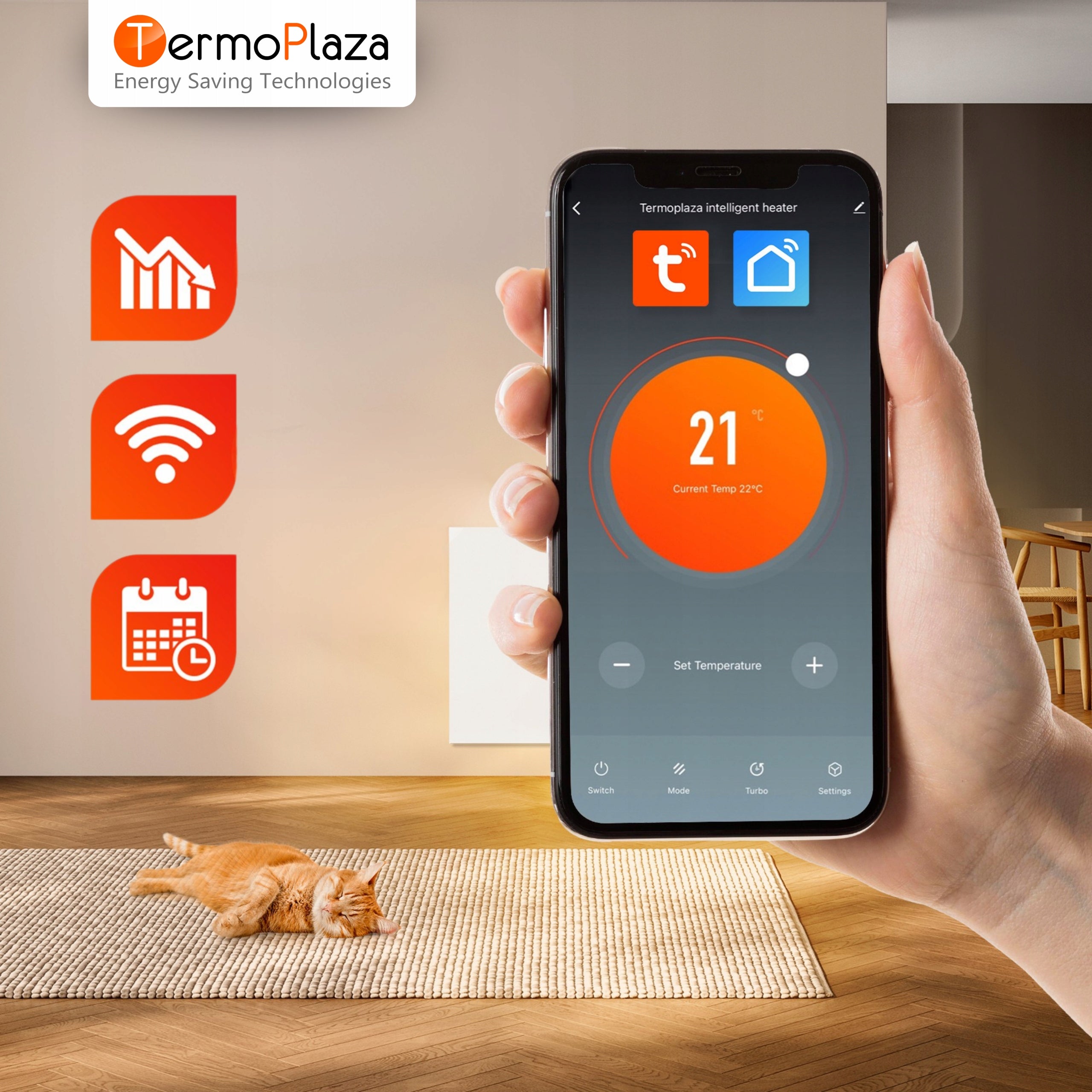 Infrared Heating Panel 1100W 28m2 Built-in Thermostat With WiFi Smart Manufacturer code 1100 WIFI