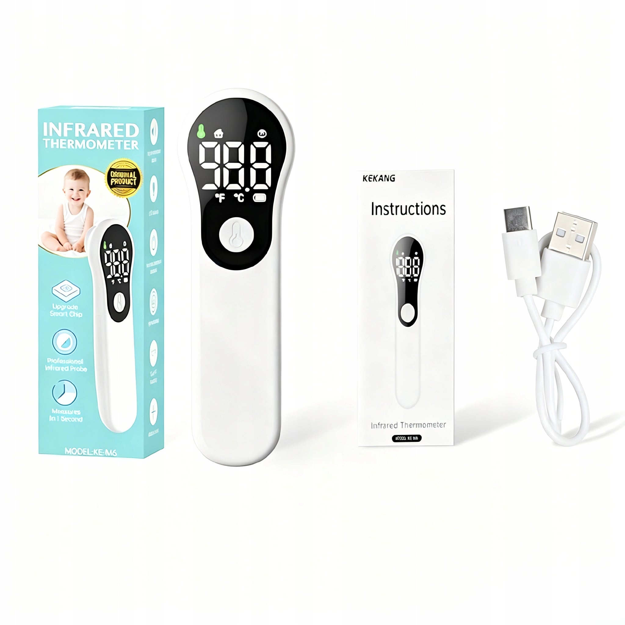 Infrared Non-Contact Thermometer – Fast LED Display, Clinical Grade Packaging status original