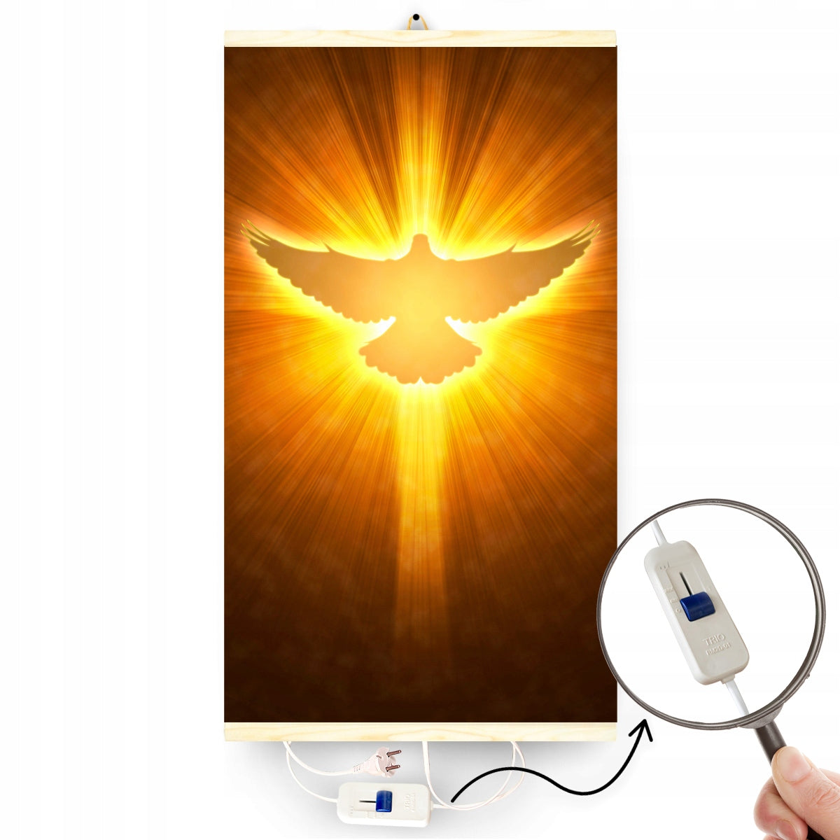 Infrared wall heater TRIO pattern: HOLY SPIRIT with POWER REGULATOR
