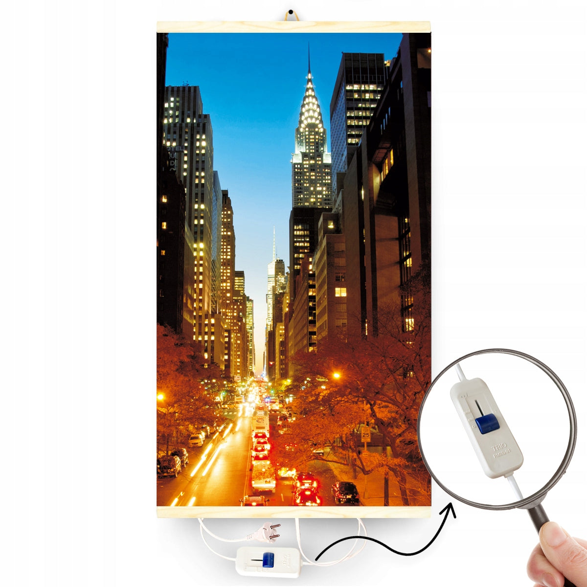 Infrared wall heater TRIO pattern: MANHATTAN with POWER REGULATOR