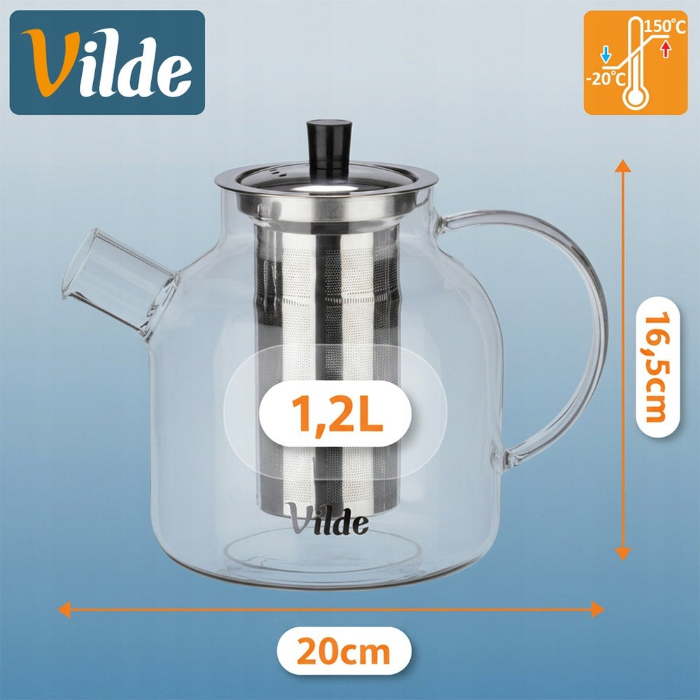 Infuser JUG WITH Strainer teapot brewing herbs 1,2L Brand Vilde