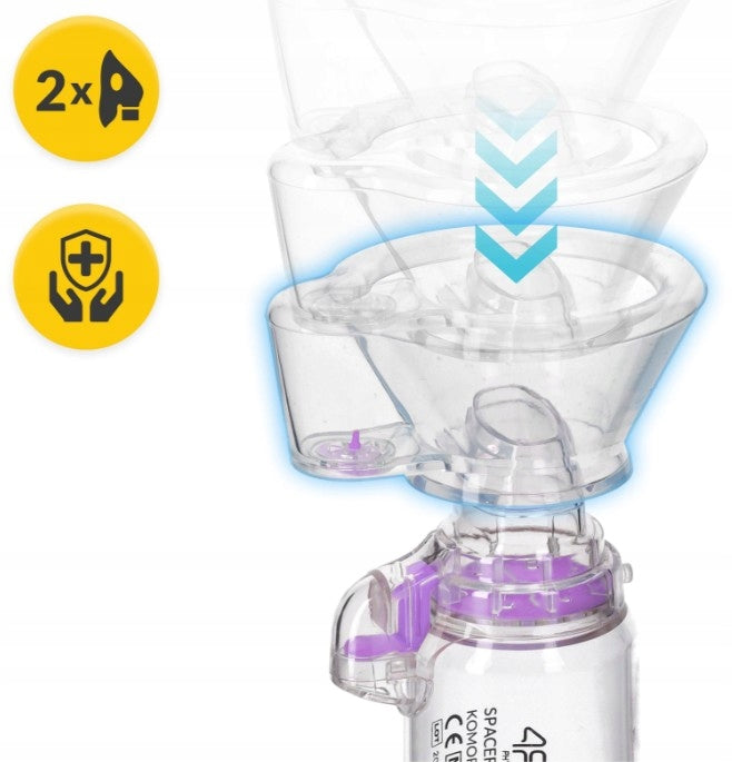 Inhalation chamber inhaler for children and adults 4FIZJO PURPLE Medical device type medical device or in-vitro diagnostic medical device