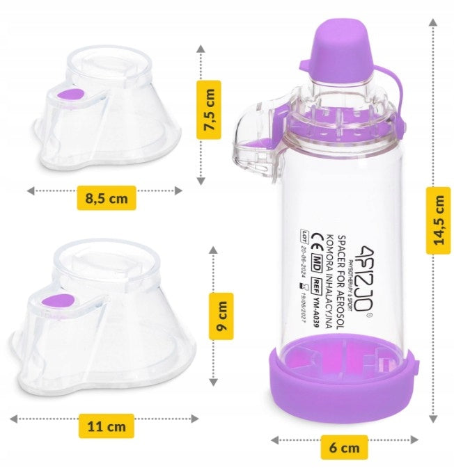 Inhalation chamber inhaler for children and adults 4FIZJO PURPLE Medical device yes