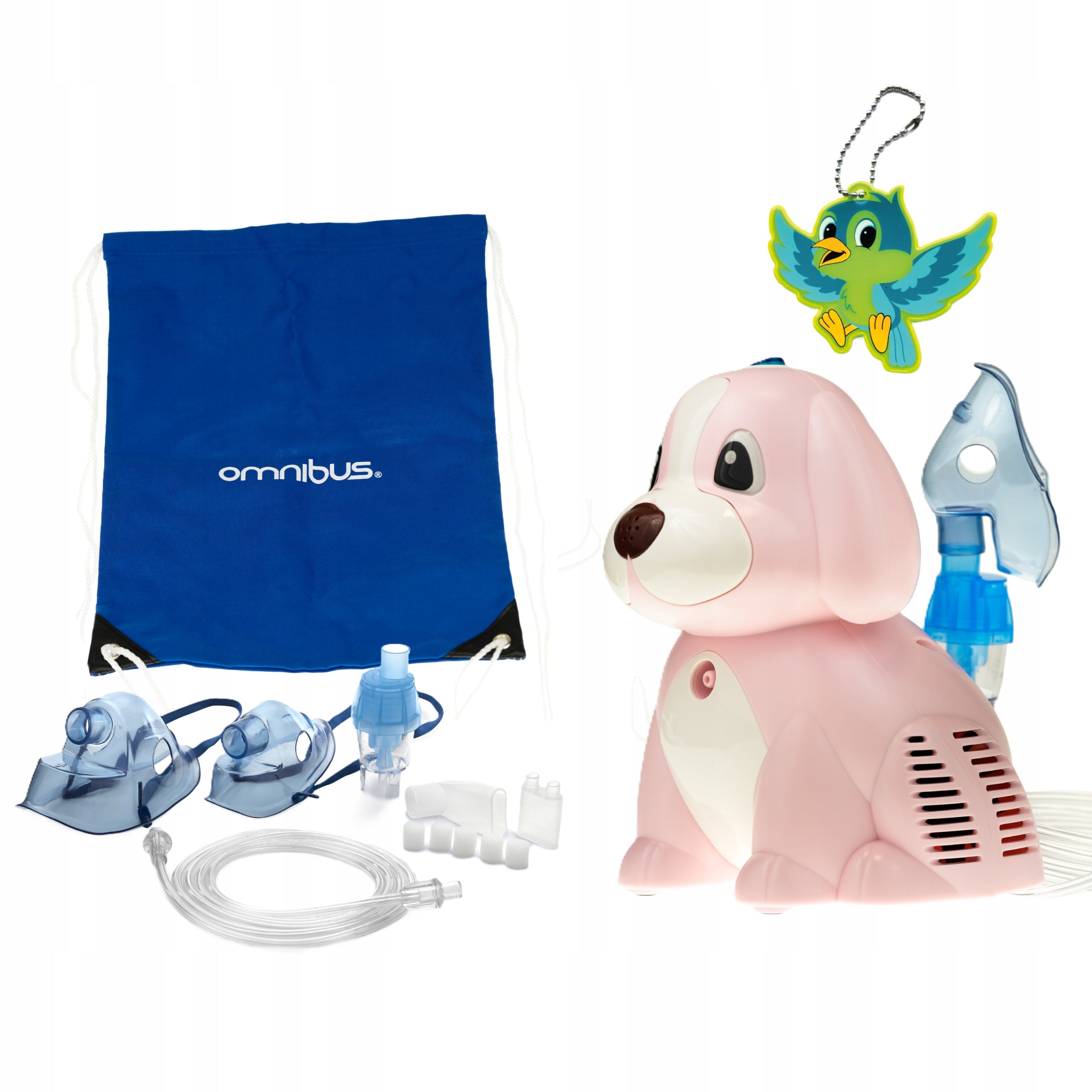 Inhaler nebuliser PUPPY BR-CN171 PINK branded dog + pendant freebie