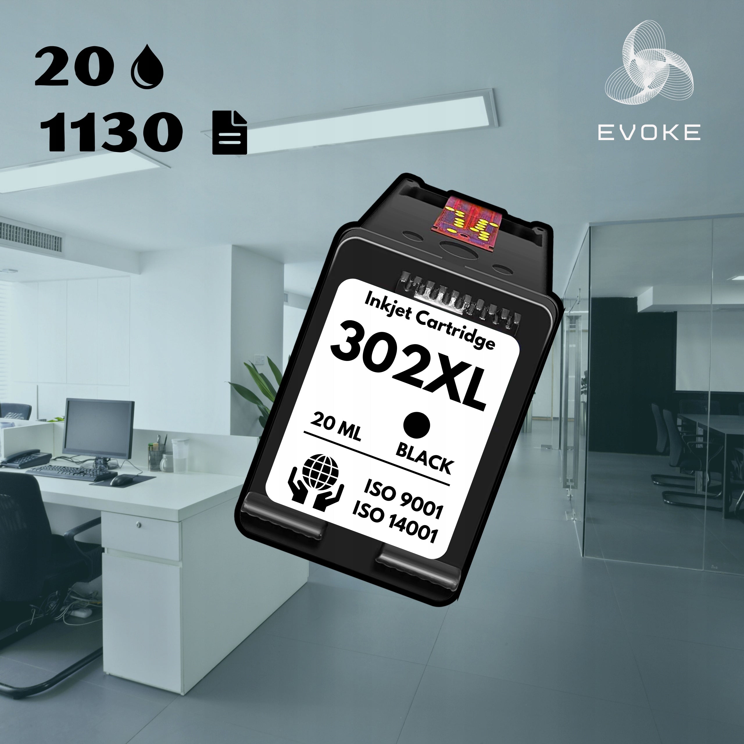 Ink for HP 302 black XL + ink level | 20 ml | 5x MORE PRINTS Manufacturer EVOKE