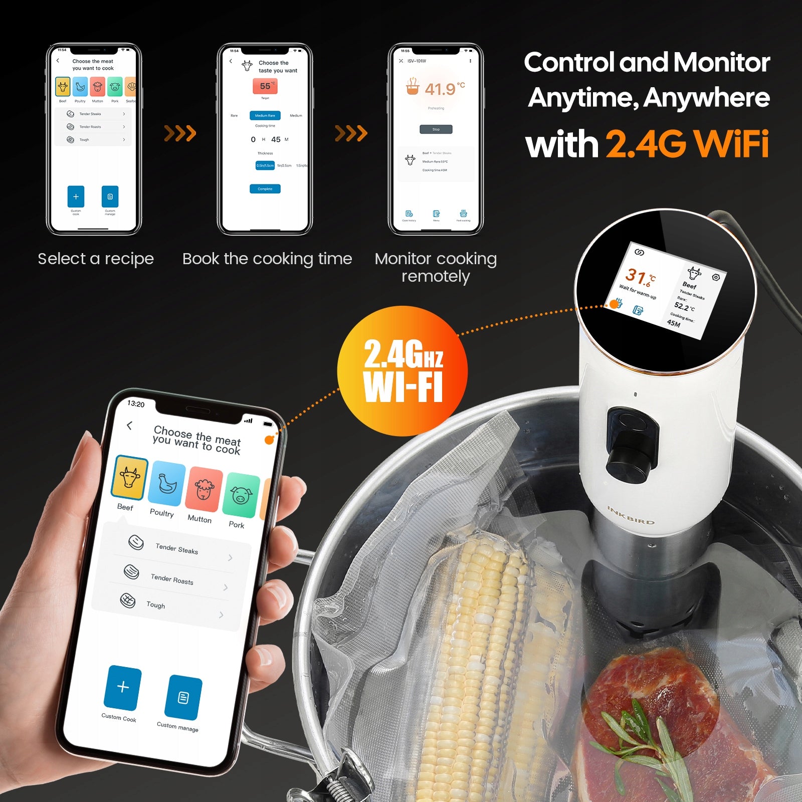 Inkbird WiFi Sous Vide ISV-101W 1000W Rotary Button immersion circulator Manufacturer code IB-0841-XX