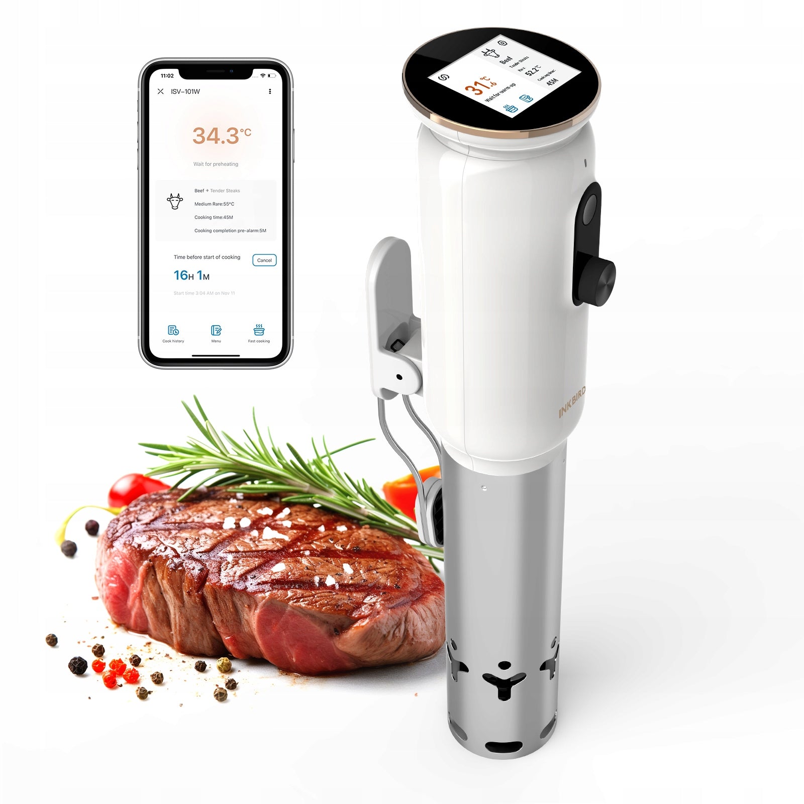 Inkbird WiFi Sous Vide ISV-101W 1000W Rotary Button immersion circulator