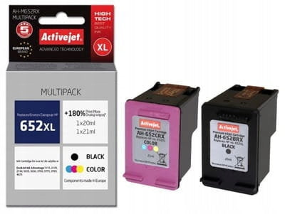 Inks ACTIVEJET AH-M652RX replacements HP 652 F6V25AE F6V24AE Black + Colour