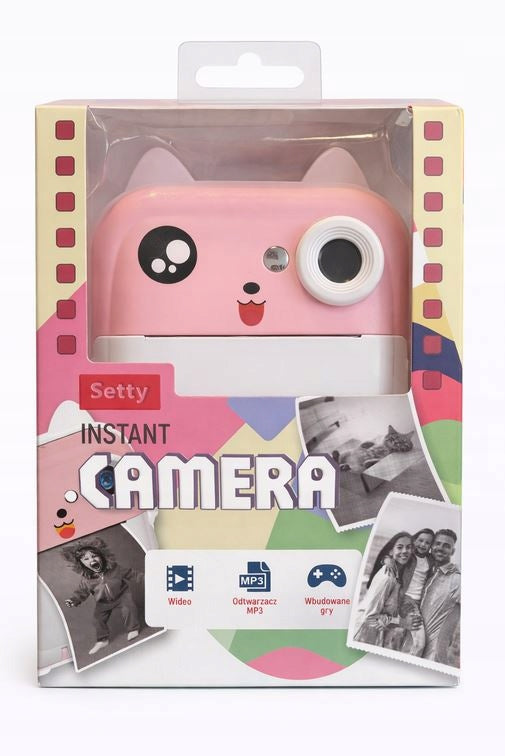 Instant Camera Cat Kitten Pink with LCD Color Printer + GAMES + MP3