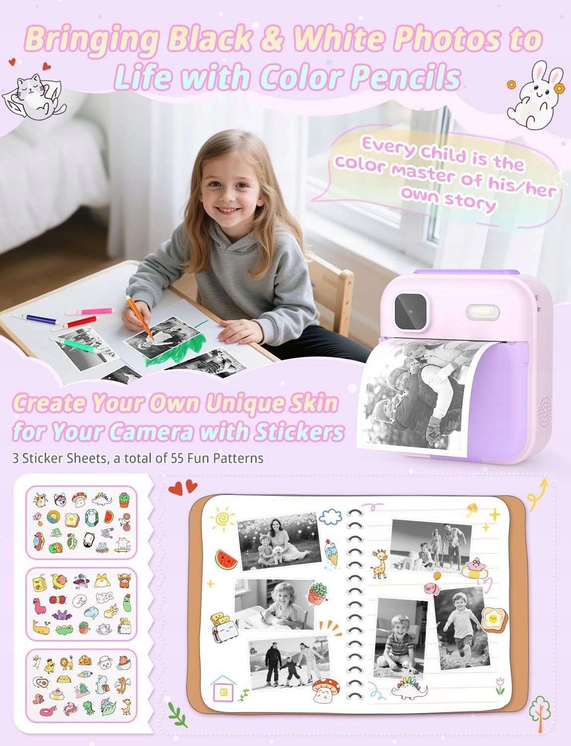 Instant Camera For Kids With Photo Printer 2.4" HD 32GB Games Brand no brand