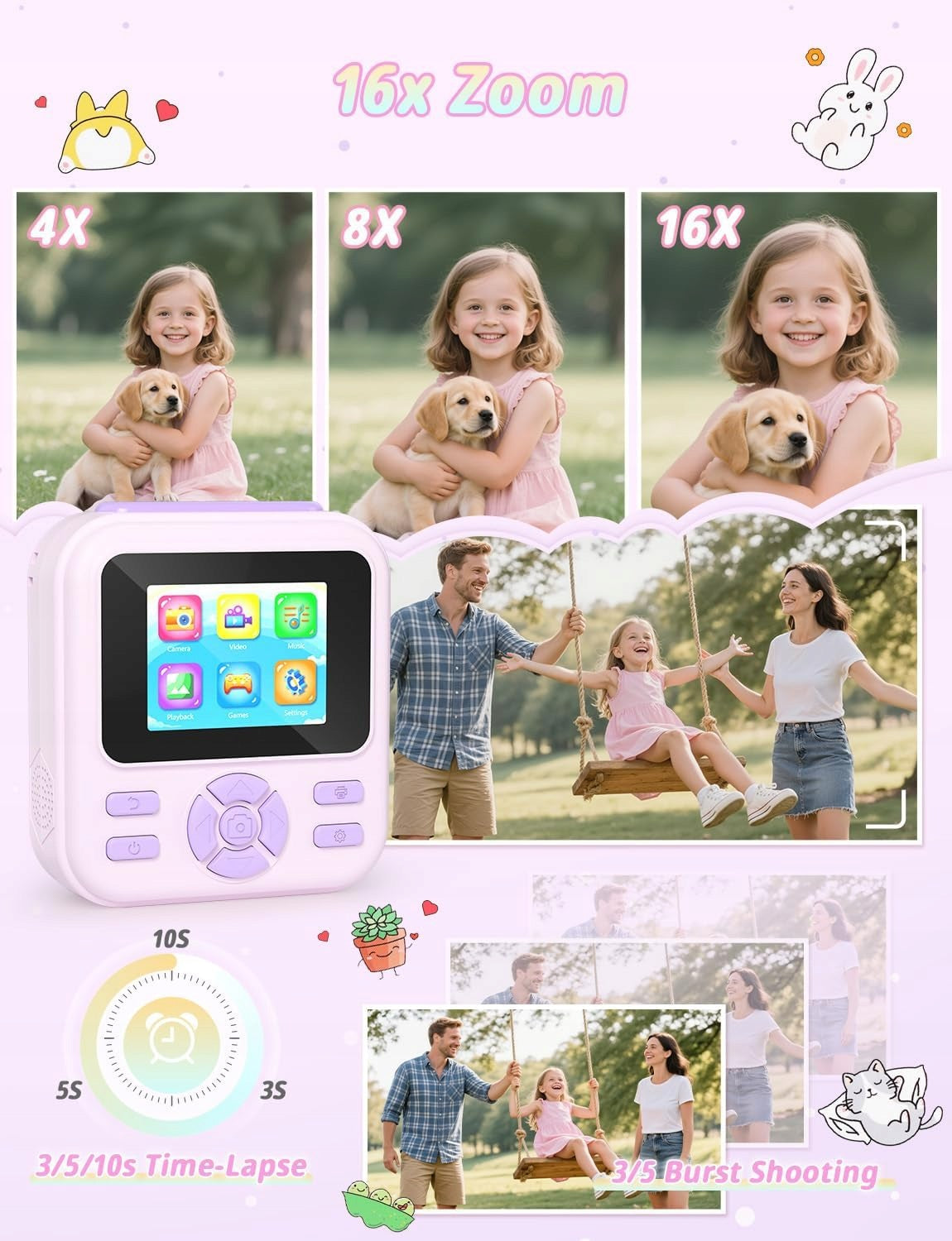 Instant Camera For Kids With Photo Printer 2.4" HD 32GB Games Manufacturer code PC02