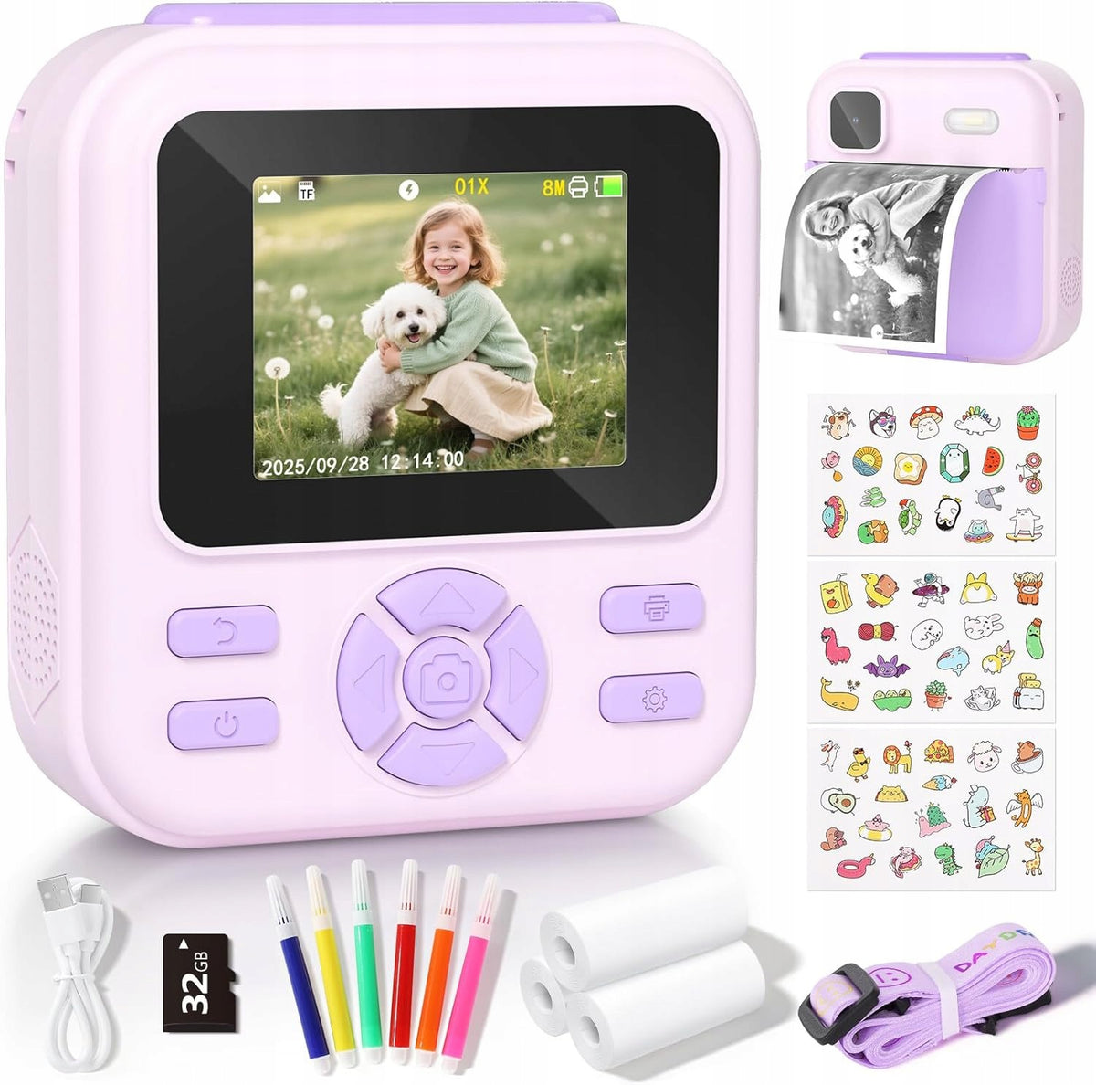 Instant Camera For Kids With Photo Printer 2.4" HD 32GB Games