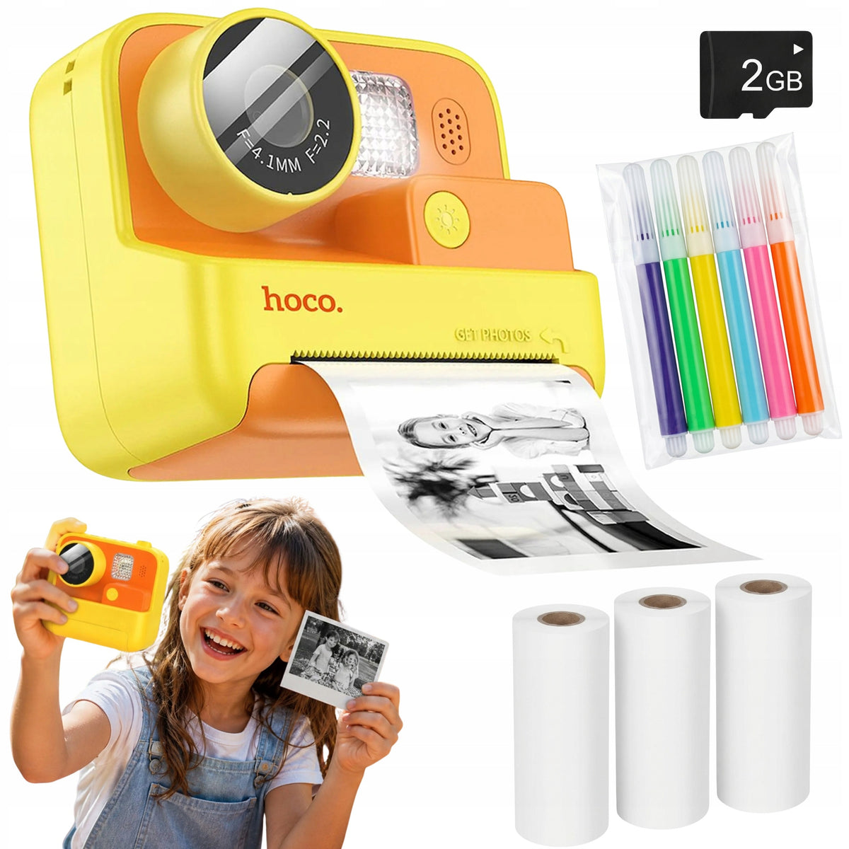 Instant Camera Kids Digital With HD Printer Hoco DV200 Yellow