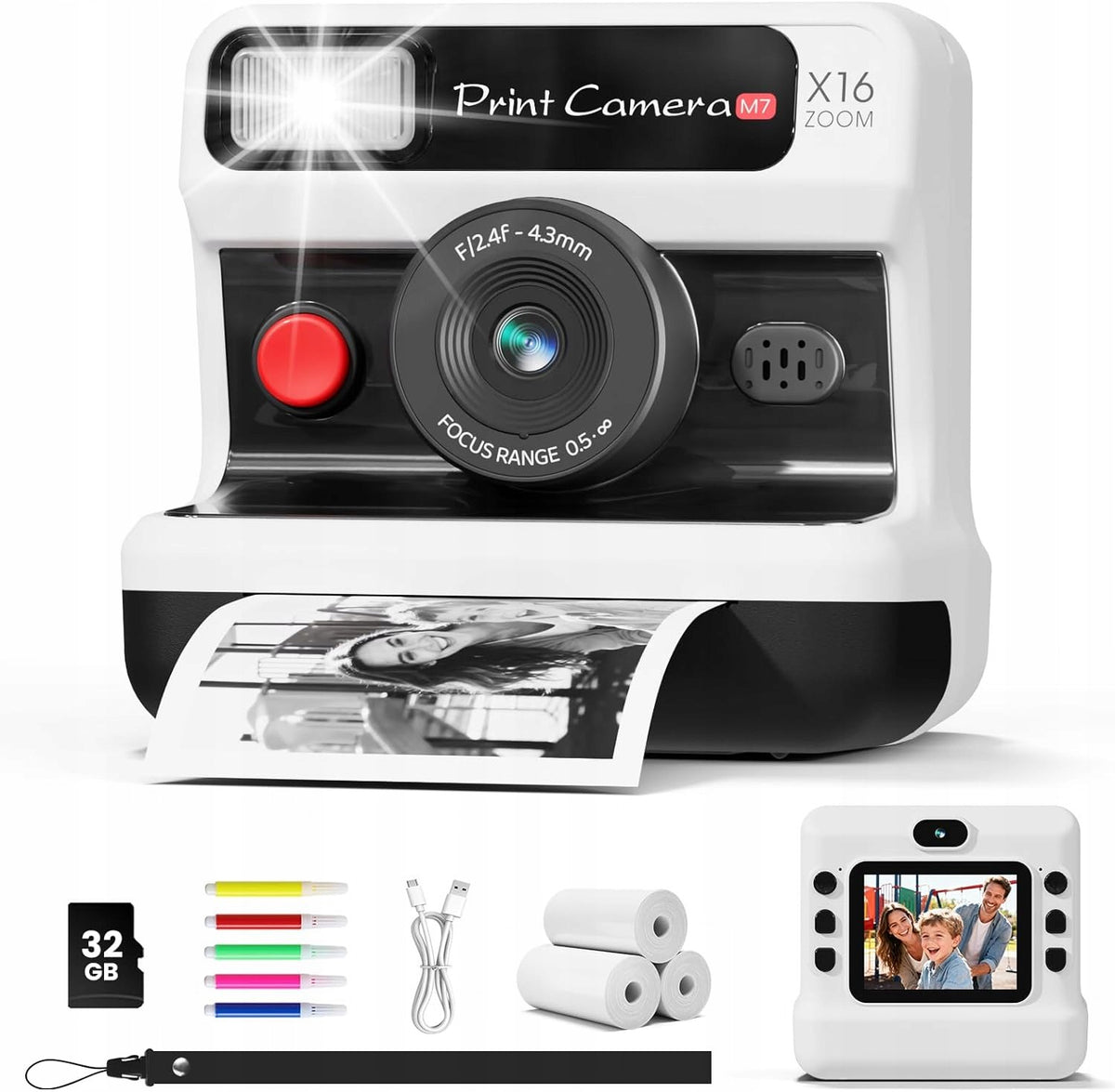 Instant Camera for Kids 1080P 32GB Thermal Printer