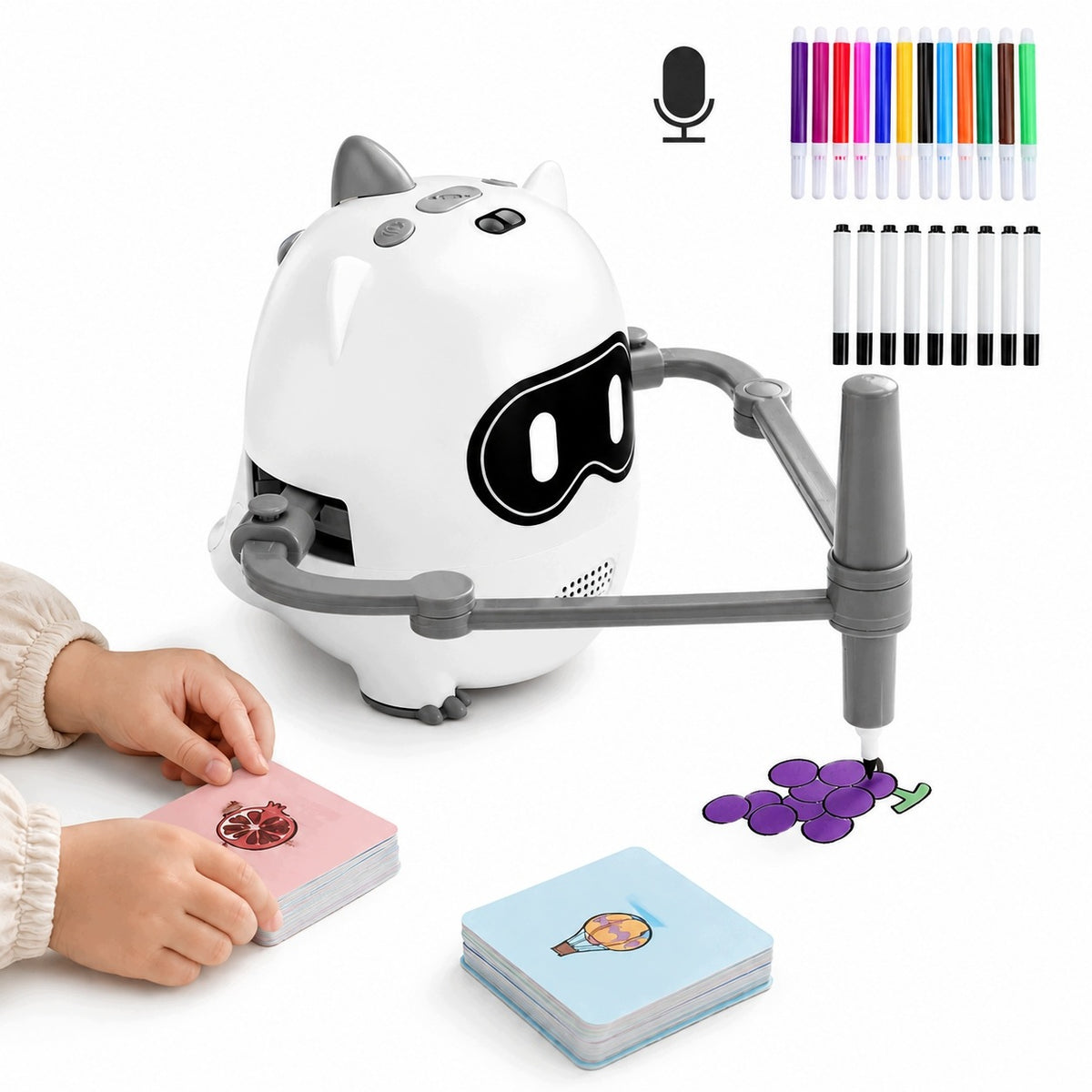 Inteligentny Robot Rysujący Kamera Edukacyjny Biały Z Pisakami 1 Zestaw