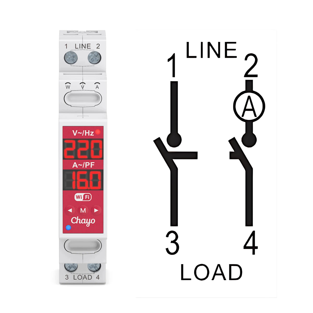 Intelligent bipolar WiFi relay TUYA 2P 16A with energy measurement Manufacturer code Włącznik wyłącznik TOVMT WiFi 16A TUYA