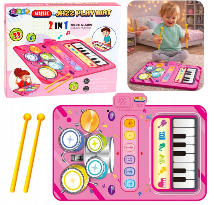 Interactive 2-in-1 Mat, Piano and Electronic Drums for Kids