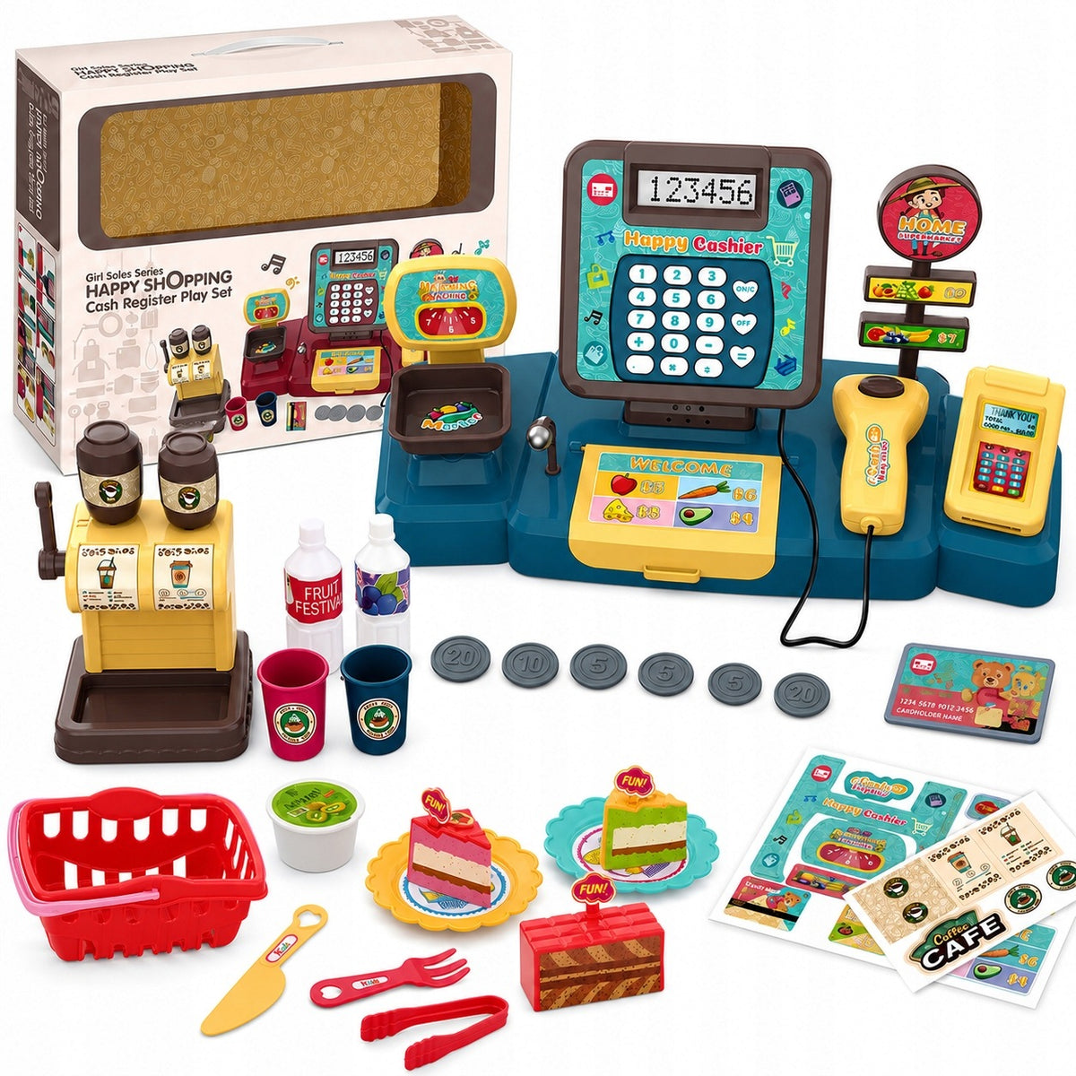 Interactive Cash Register Fiscal Store for fun SHOP PRODUCTS BANKNOTES COUNTS