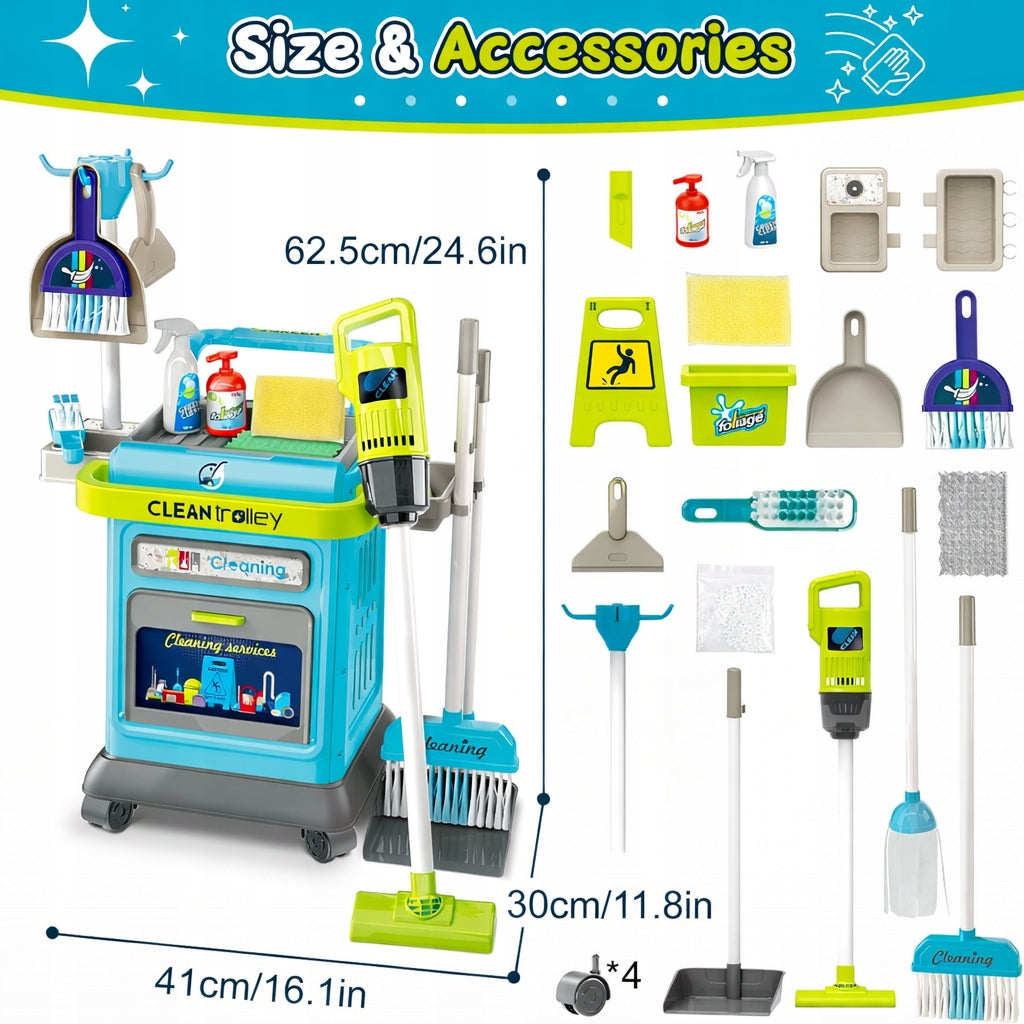 Interactive Cleaning Kit for Kids Vacuum Cleaner Trolley Mop 20in1 Accessories Manufacturer code Zestaw do sprzątania