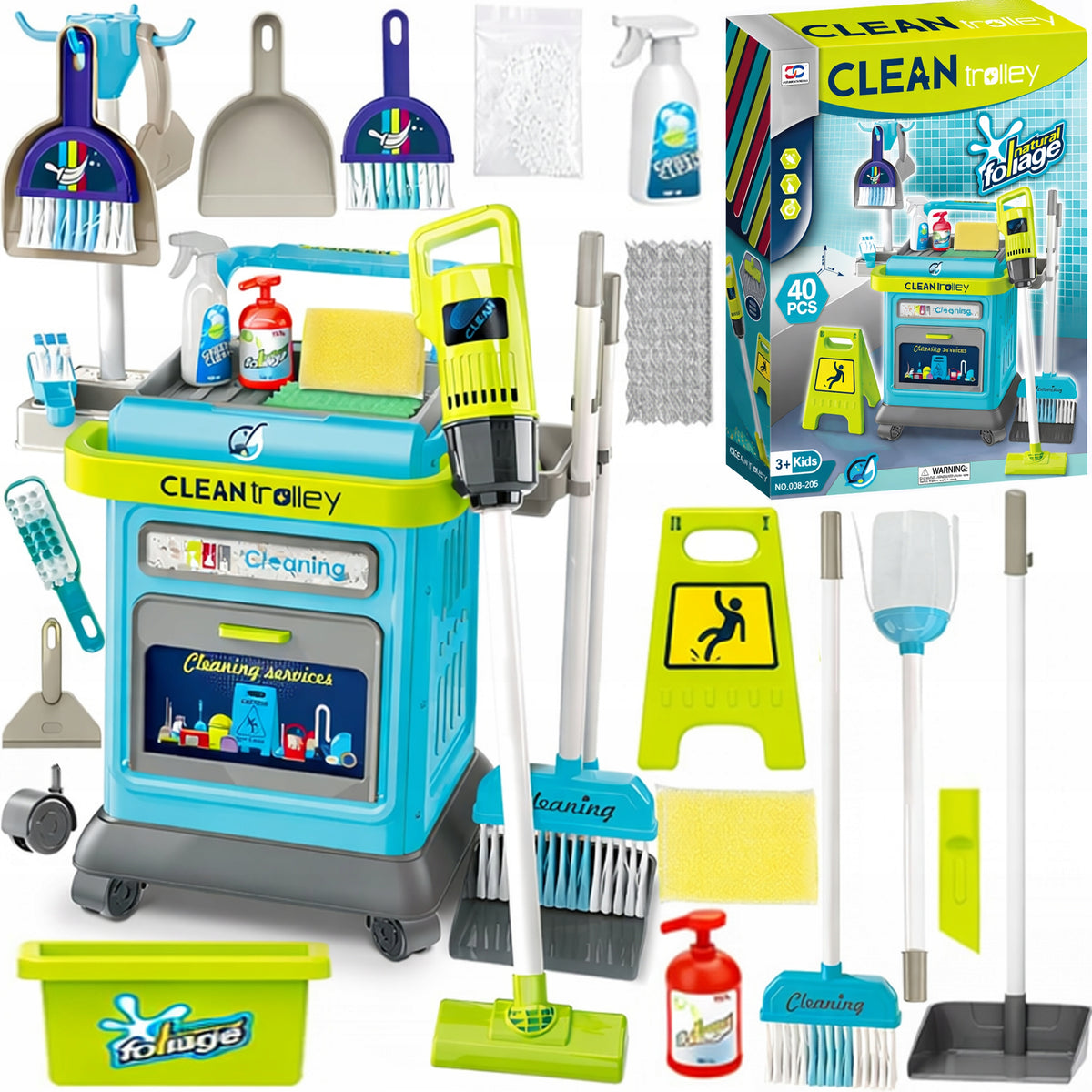Interactive Cleaning Kit for Kids Vacuum Cleaner Trolley Mop 20in1 Accessories