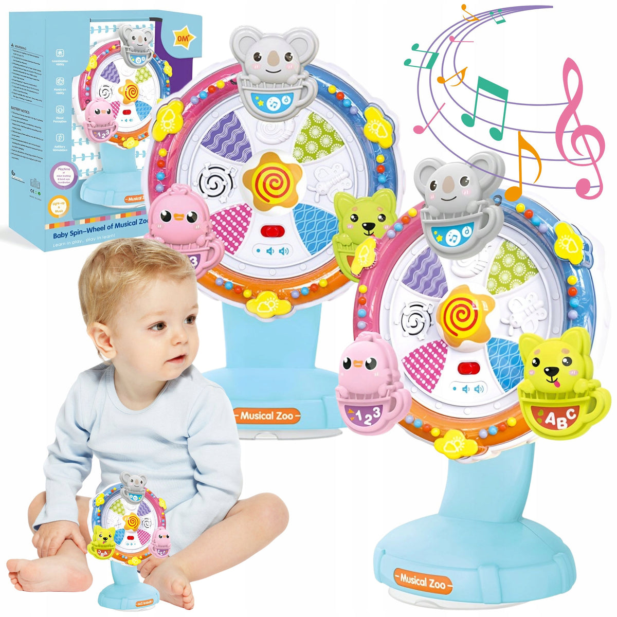 Interactive Educational Developmental Toy for Suction Cup Carousel Animal