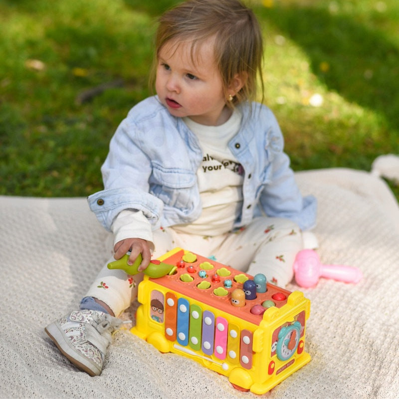 Interactive Montessori Bus 6in1 Hammer Cymbals +18M WOOPIE Packaging status original