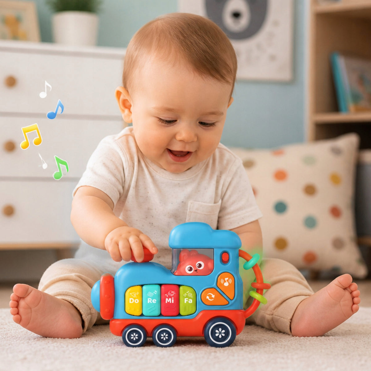 Interactive Musical Piano Locomotive Bunny Sound WOOPIE BABY Brand Woopie