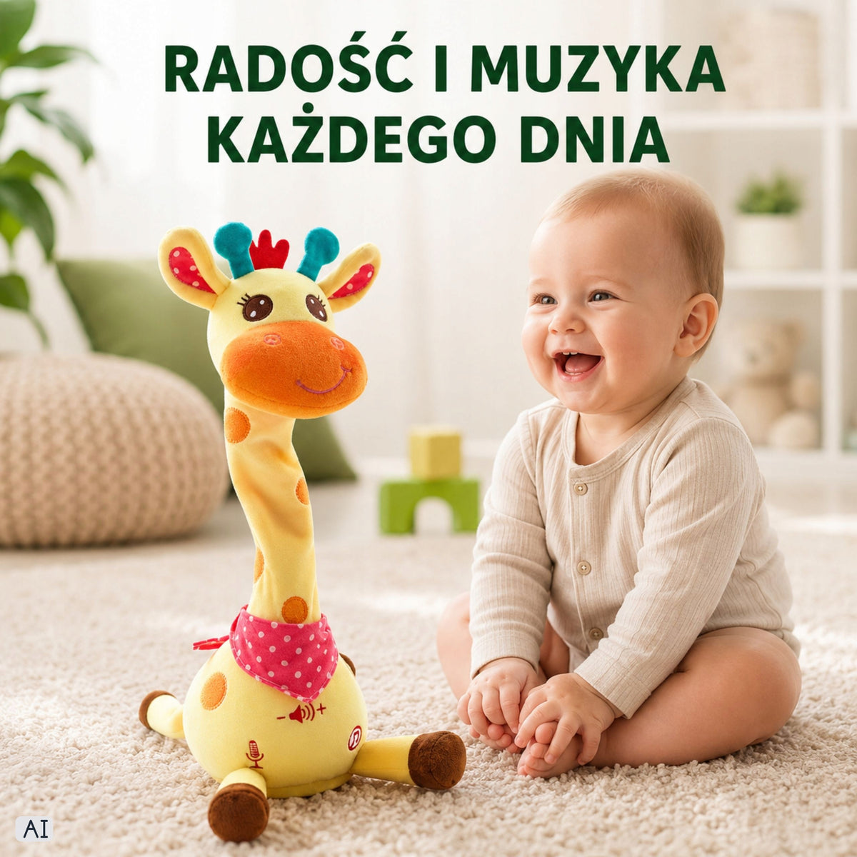 Interactive Plush Giraffe Singing Dancing for Kids LED Sounds Packaging status original