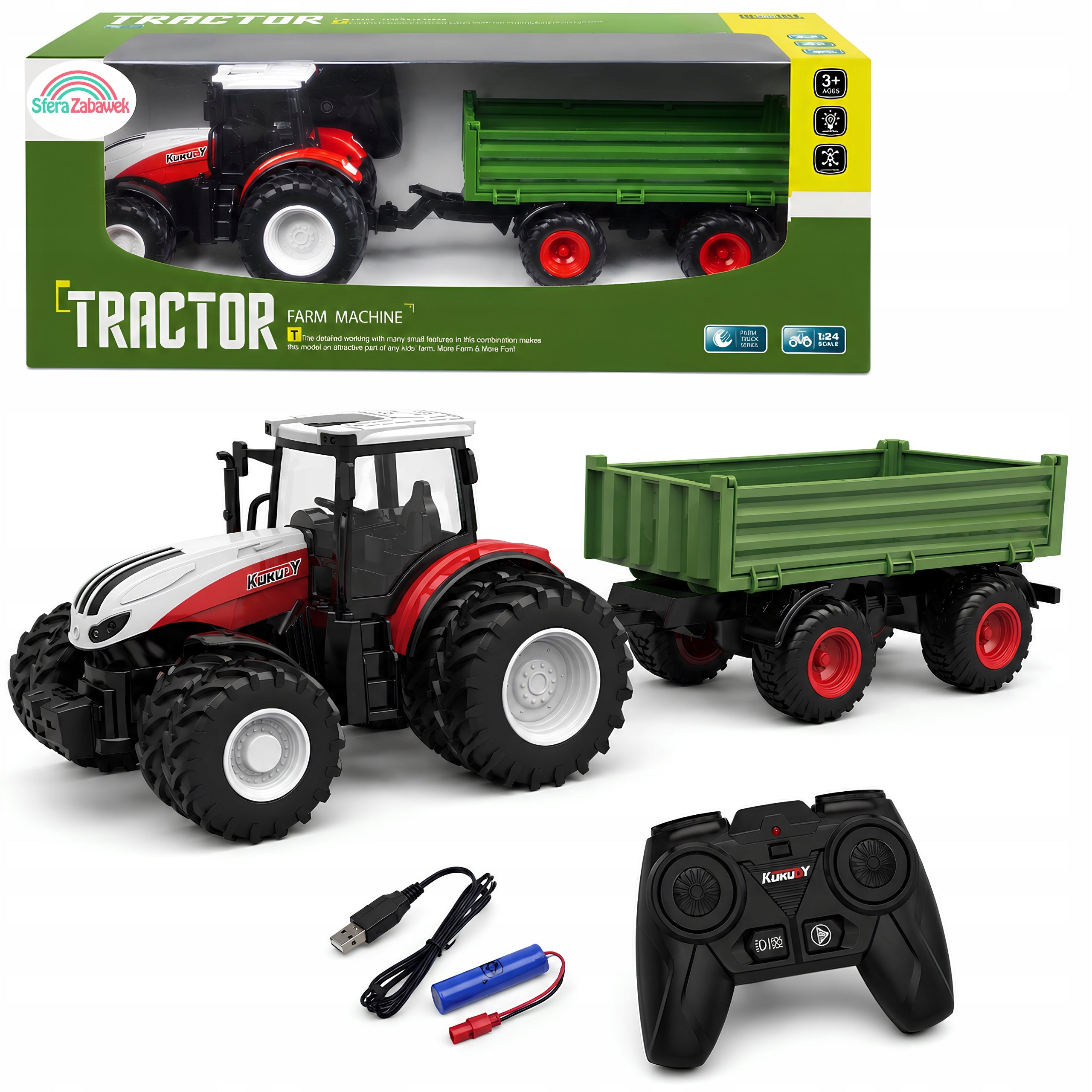 Interactive RC Tractor with Tipper Tractor with Trailer Remote Controlled With