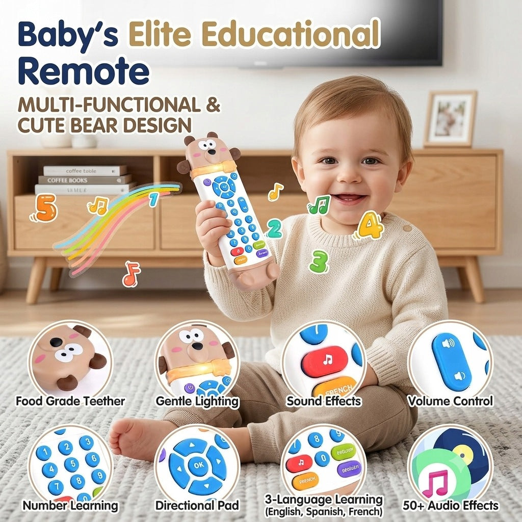 Interactive Remote control For Toddler Bear Musical Teether Educational Light Kind other