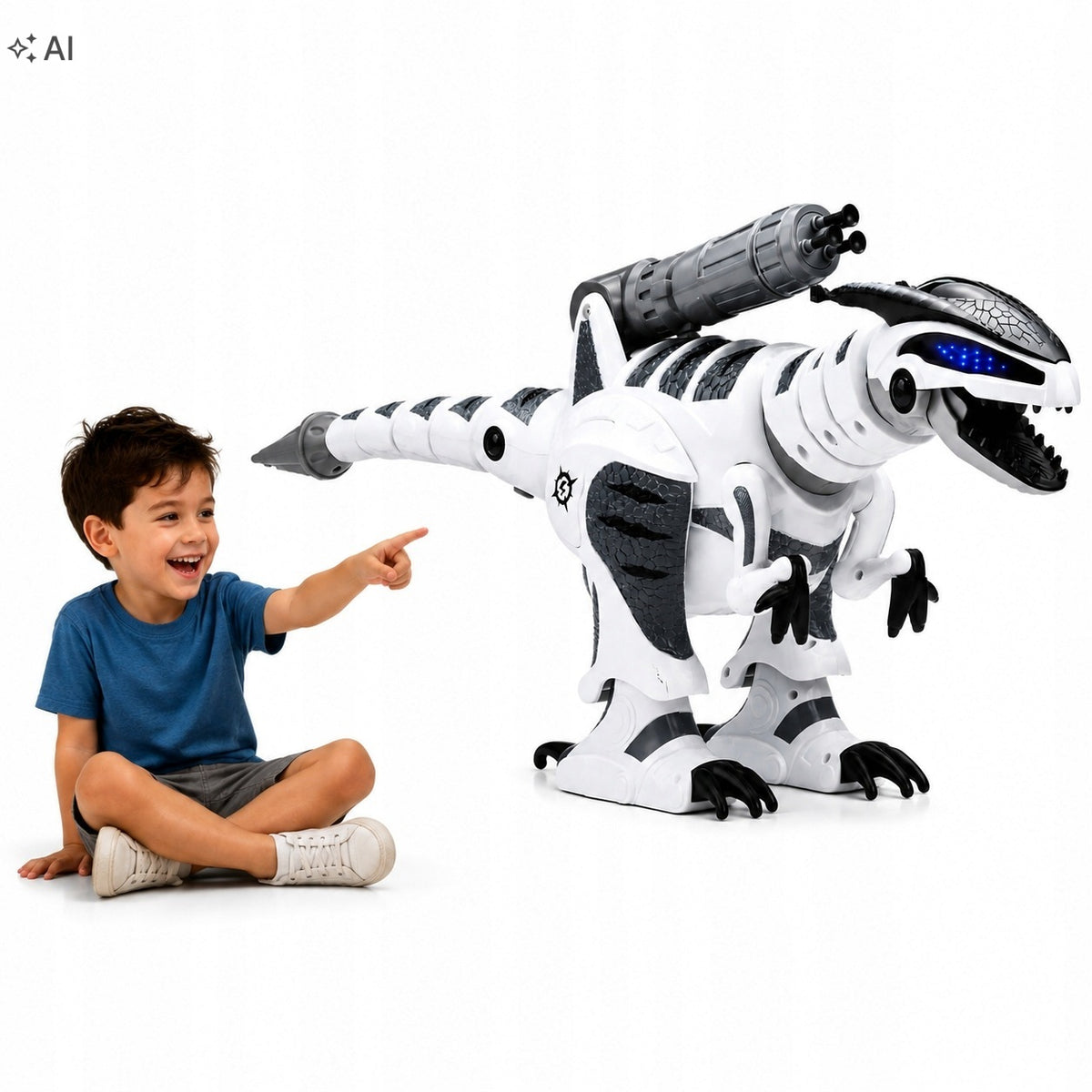 Interactive Robot Dinosaur Remote Controlled Large Shooting Toy for 3 4