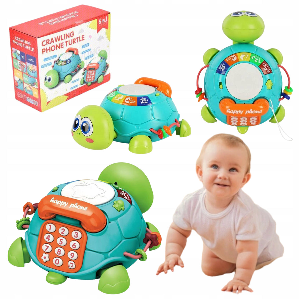 Interactive Turtle Educational Phone Melodies 6in1 Musical LED Crawling