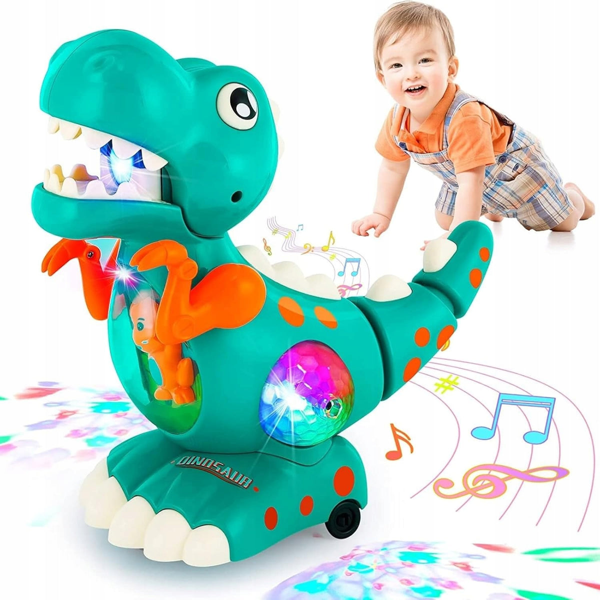 Interactive WALKING DINOSAUR rides dancing light sound crawling