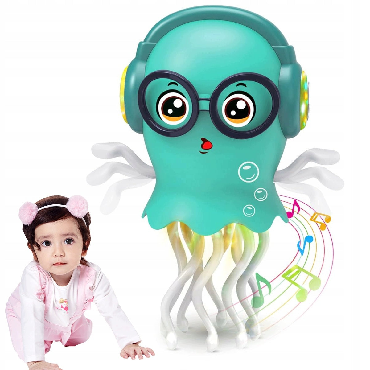Interactive dancing jellyfish toy glowing lights sounds rides 360°