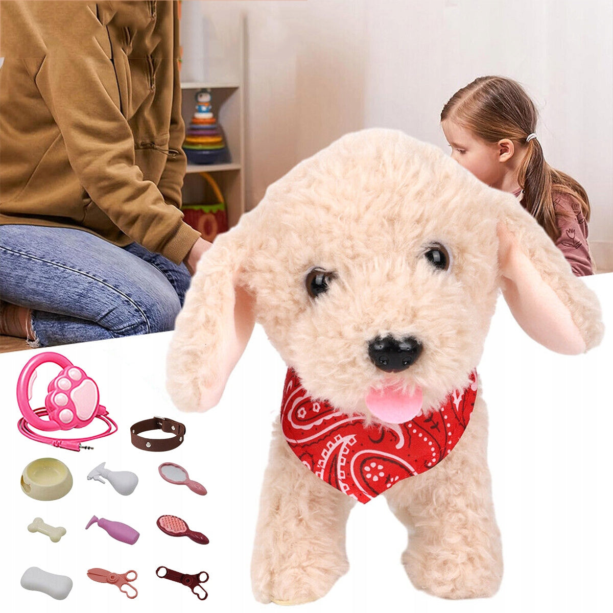 Interactive dog on a leash walks barking dog Brand no brand