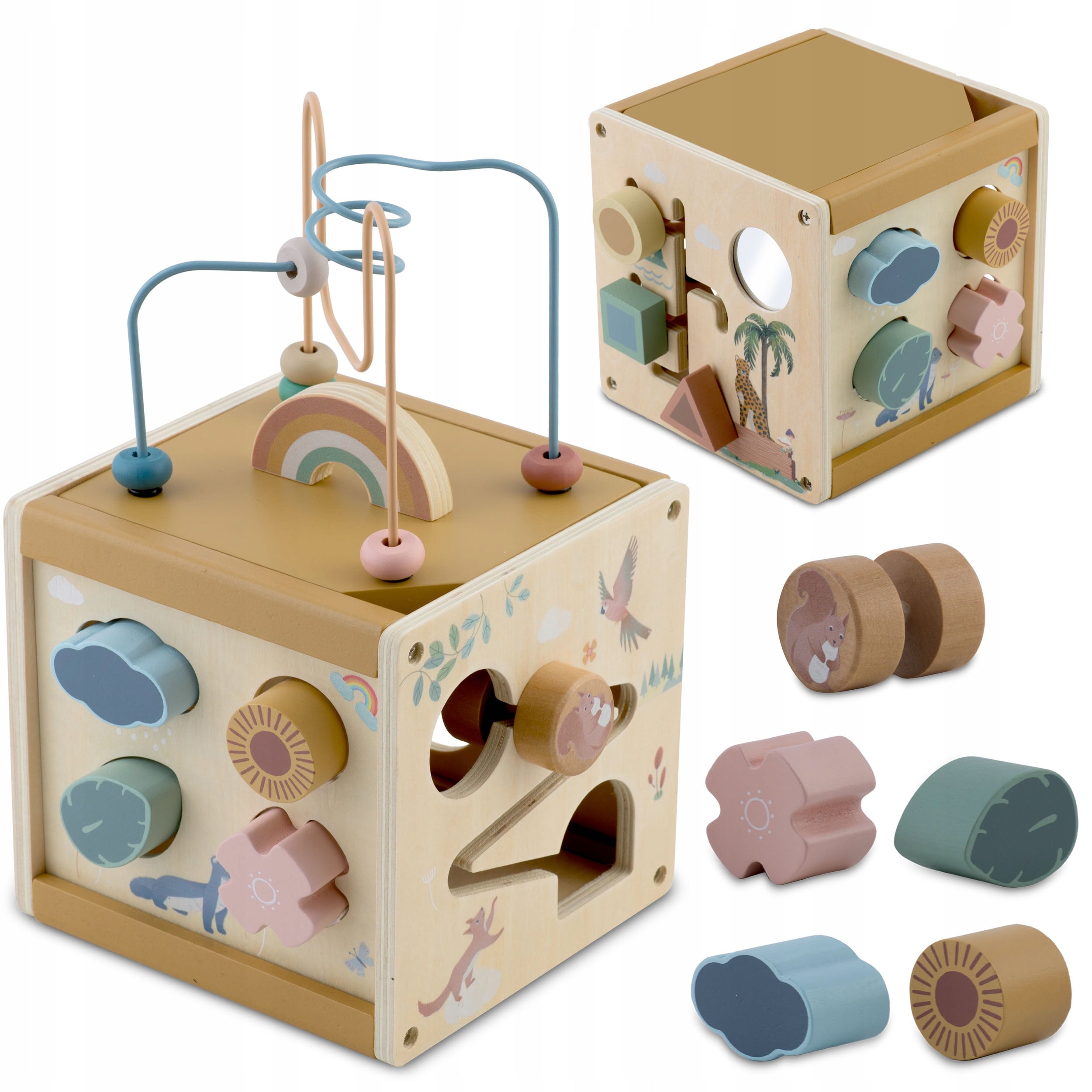 Interactive educational cube sorter Montessori puzzle toy Nukido