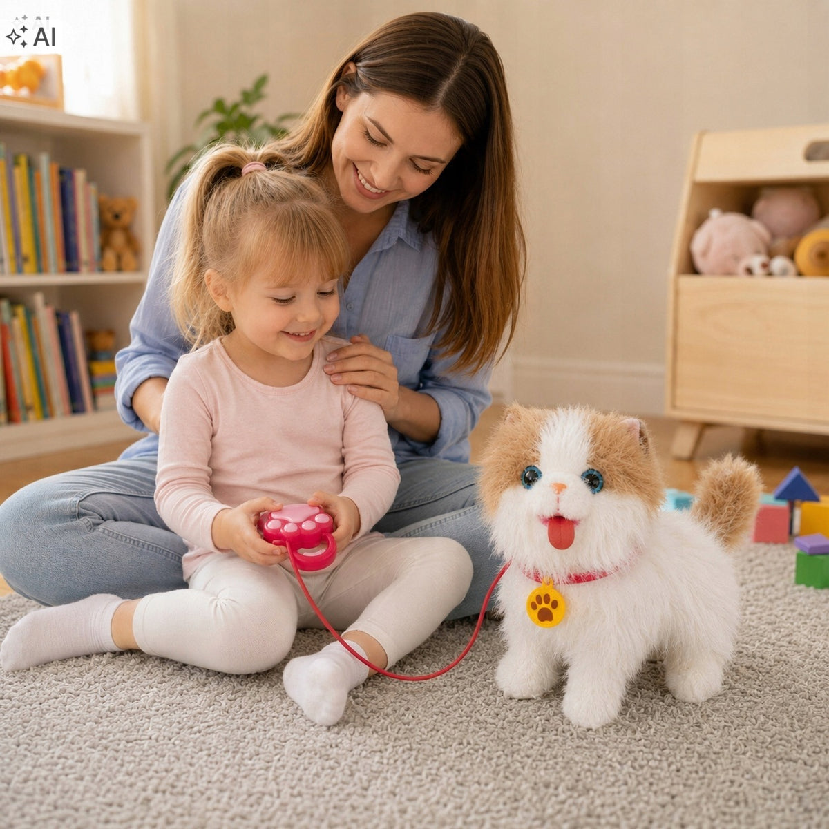 Interactive kitten toy stuffed animal walks on a meow leash moves its tail 3+ Manufacturer code Kotek dla dzieci interaktywny