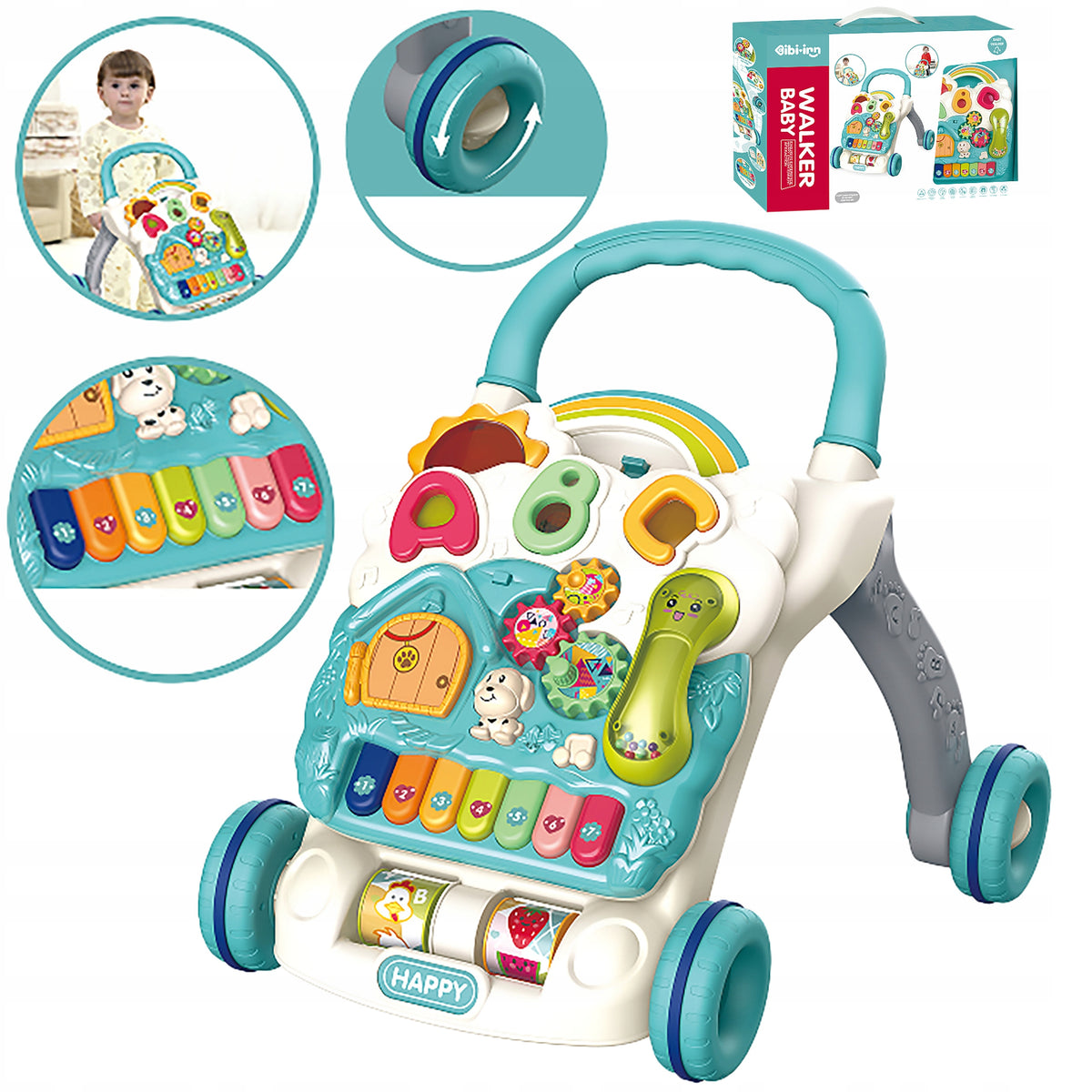 Interactive pusher DK with sound and light blue