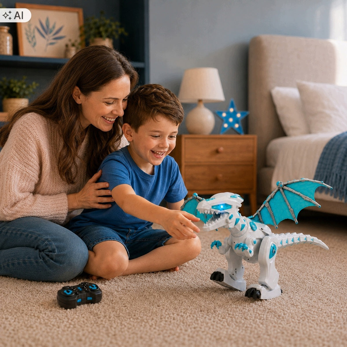 Interactive robot dragon RC walks roaring led light on remote control acumualtor 6+ Packaging status original
