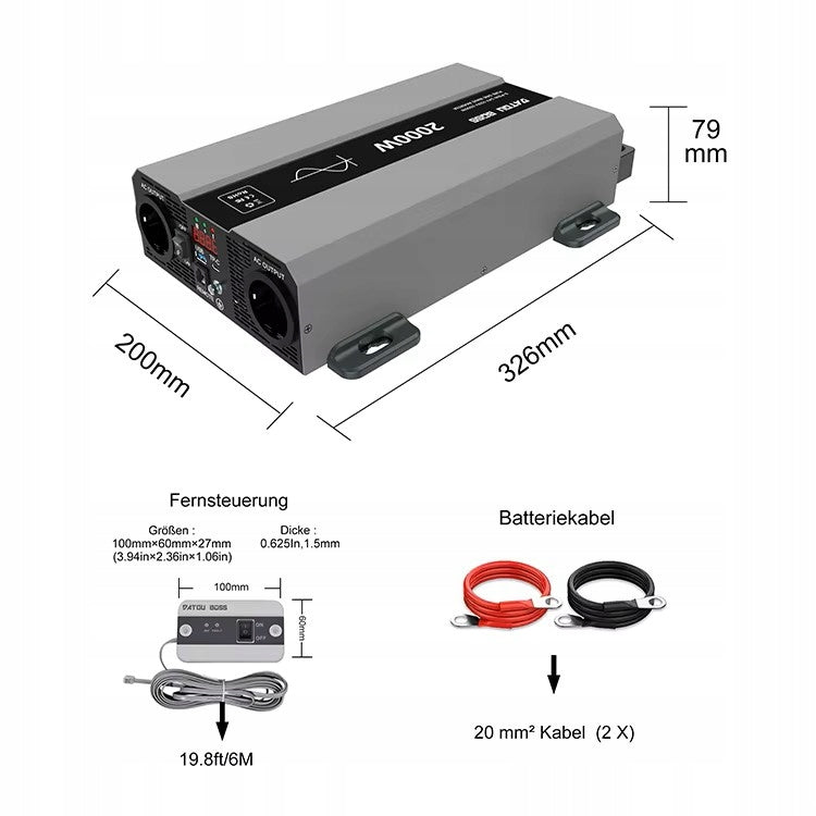 Inverter 12V - 230V 2000W / 4000W Inverter - Pure sine DATOUBOSS Brand DATOUBOSS